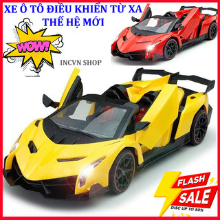 (HÀNG HÓT) Ô tô điều khiển Lamborghini dùng pin sạc 4.8V  có đèn cửa đóng mở thay thế được bằng pin AA siêu đẹp