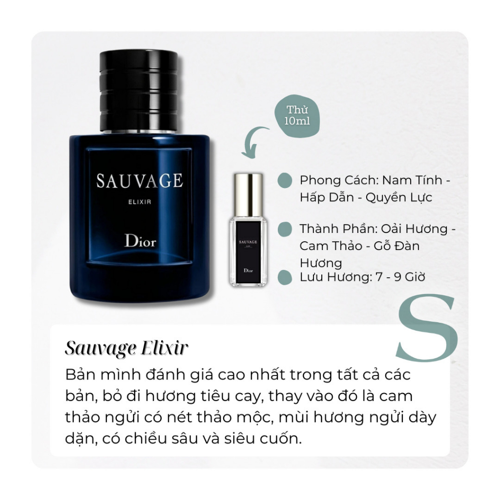 Đì O Sau Va Ge Các Bản - Mẫu Thử Nước Hoa - Nam Tính, Quyến Rũ, Thu Hút