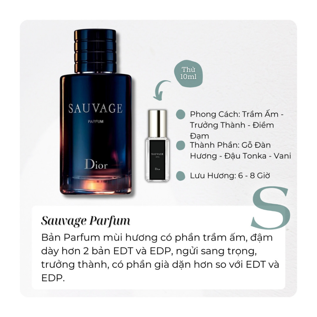 Đì O Sau Va Ge Các Bản - Mẫu Thử Nước Hoa - Nam Tính, Quyến Rũ, Thu Hút