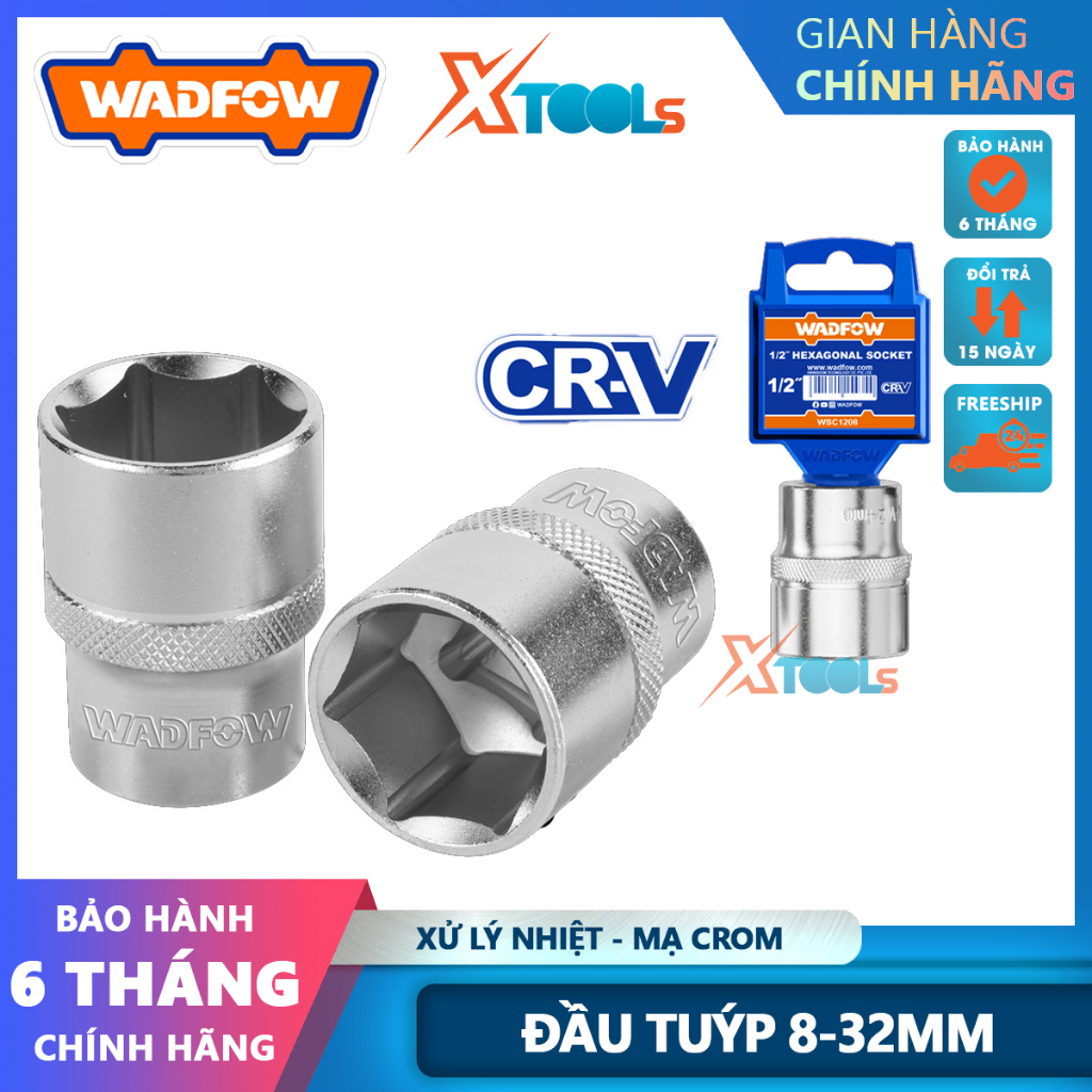 Đầu tuýp 8-32MM WADFOW, sử dụng chất liệu 50BV30 mạ crom xử lý nhiệt tốt, ép đùn lạnh, chịu nhiệt