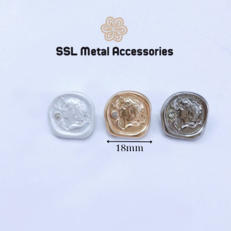 Set 2 nút áo cúc áo kim loại cao cấp sang trọng màu bạc dành cho áo thiết kế, váy đầm Alloy Button CD-713 18mm