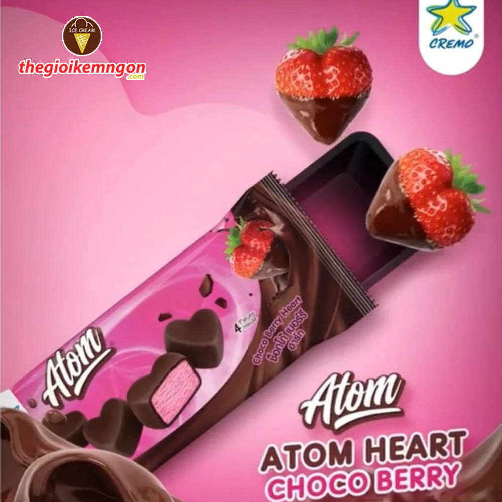 Kem viên trái tim socola Cremo Atom Choco Berry Heart Thái Lan