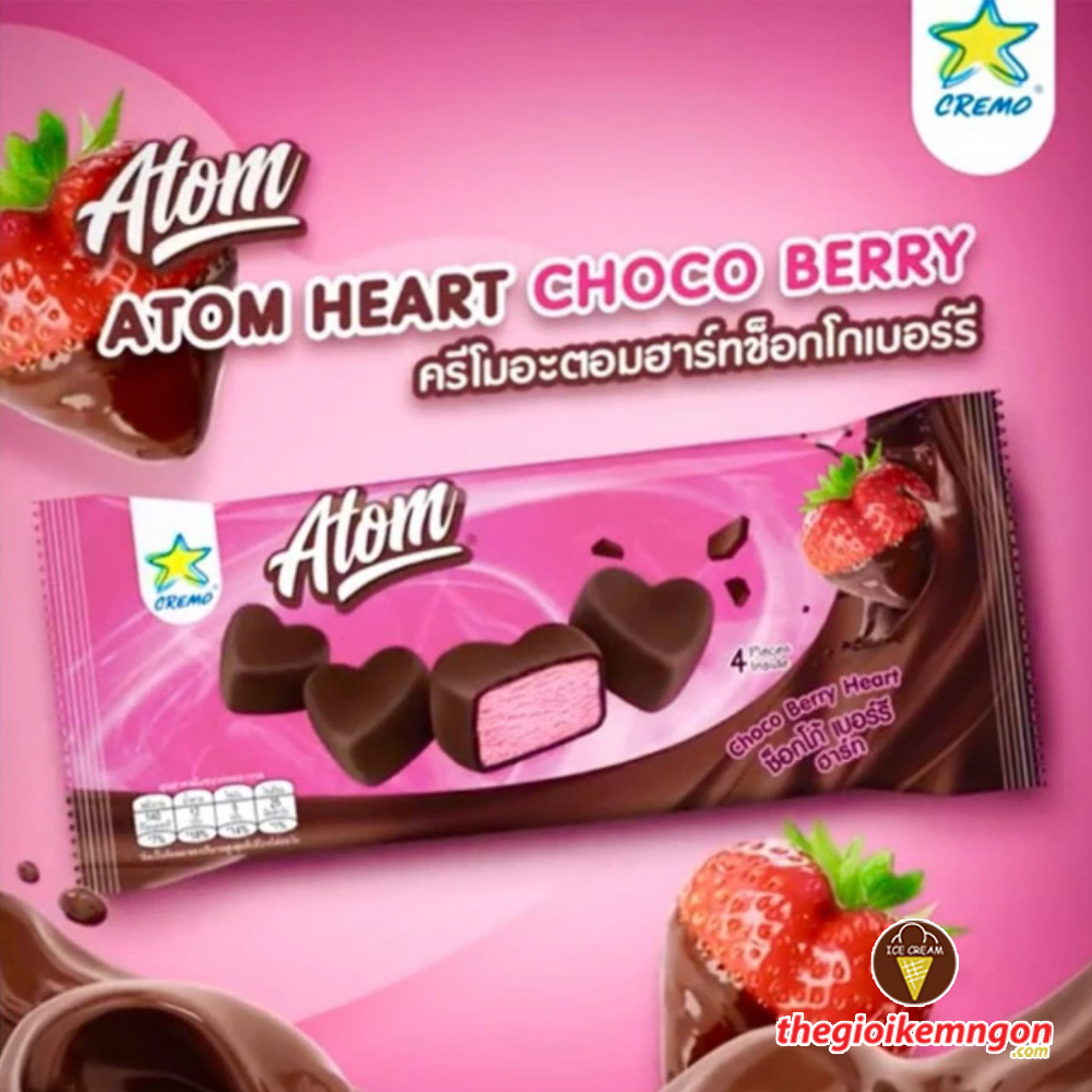 Kem viên trái tim socola Cremo Atom Choco Berry Heart Thái Lan