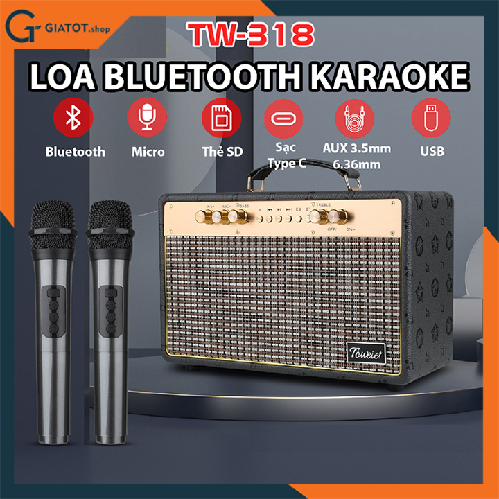 Loa Bluetooth Toweier TW-318 bản mới nhất 2023 với âm thanh siêu đỉnh,loa karaoke không dây kèm micro hát siêu hay có BH