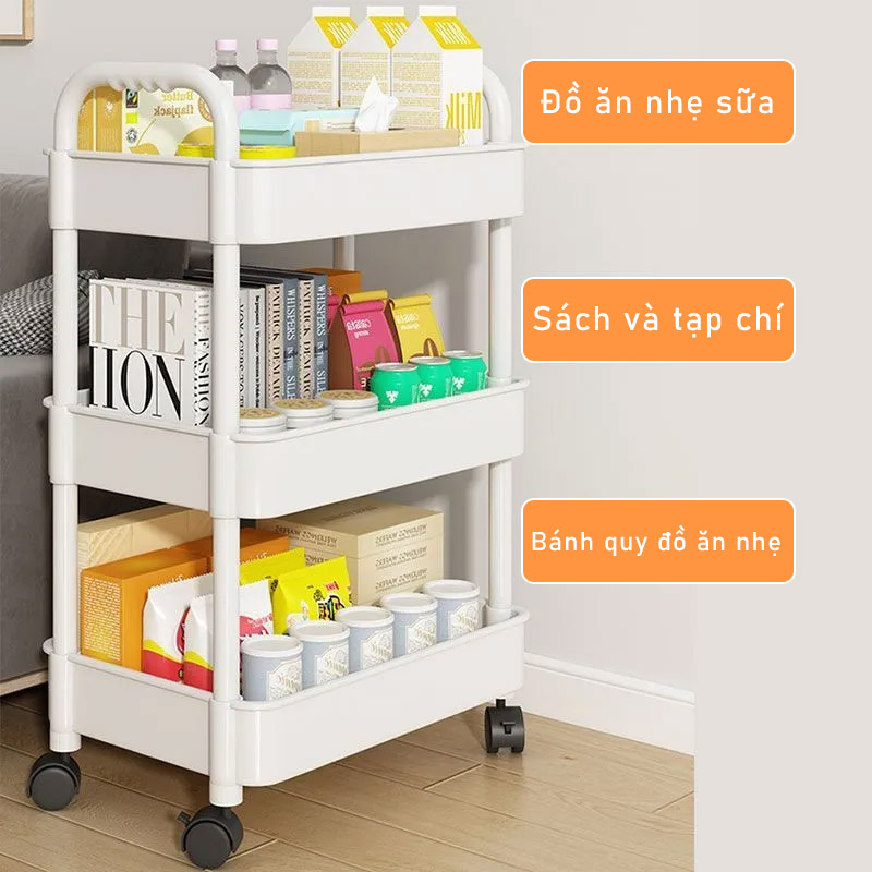 Kệ để đồ bỉm sữa, Xe Đẩy Spa sắt có bánh xe xe đẩy hàng bánh xoay 360 độ