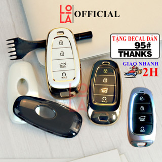  Ốp Chìa Khoá Hyundai Santafe 2024 ,SantaFe 2021-2022 Tucson 2022 ô tô vỏ bọc smartkey bằng nhựa Tpu mạ vàng sang trọng 