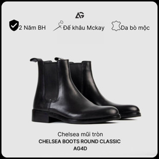 Giày Chelsea boots nam phiên bản mũi tròn, da bò cao cấp nhập khẩu handmade AUGUST SHOES AG4D chính hãng bảo hành 12 thá