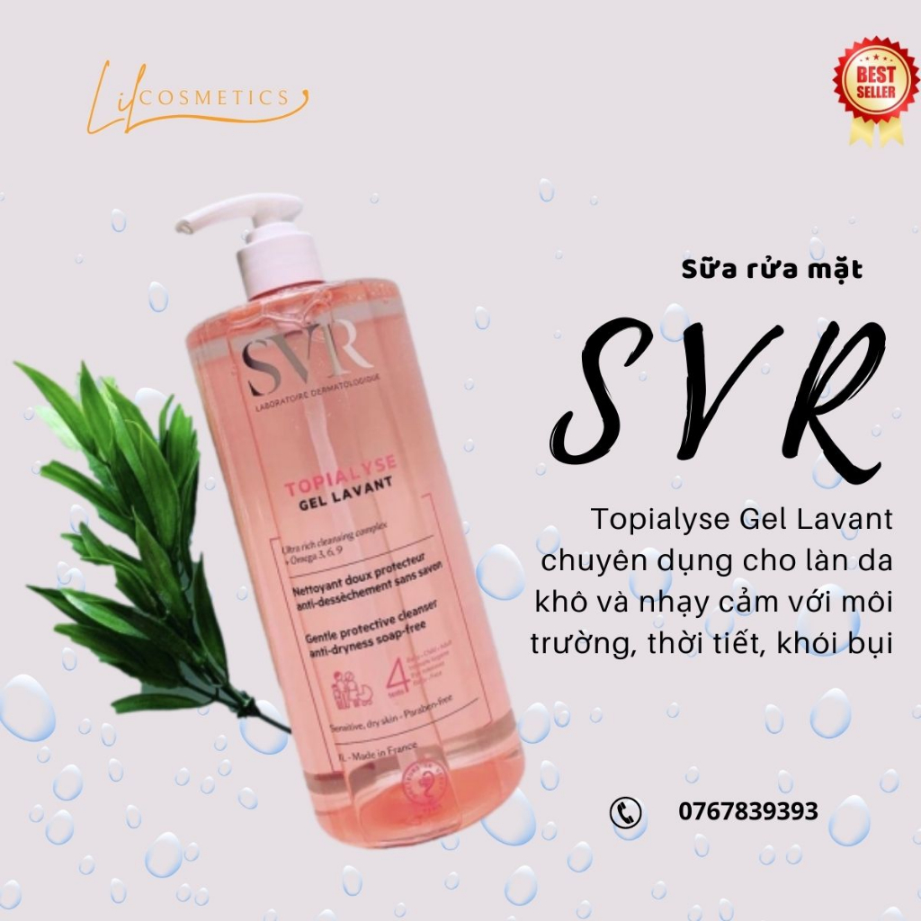 Sữa Rửa Mặt Dịu Nhẹ, Loại Bỏ Tế Bào Da Chết SVR Sebiaclear Gel Moussant 400ml Hàng chuẩn Pháp LIL COSMETICS