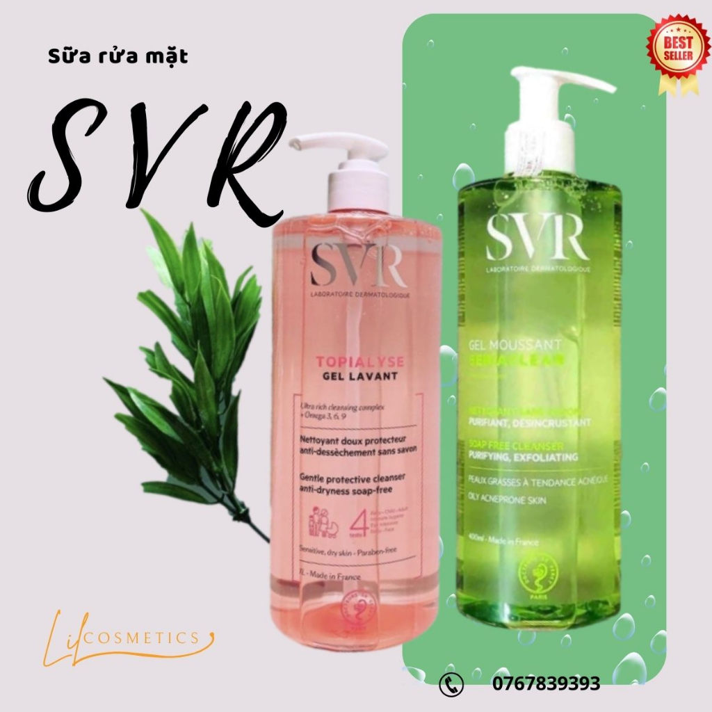[LIL MALL]Sữa Rửa Mặt Dịu Nhẹ, Loại Bỏ Tế Bào Da Chết SVR Sebiaclear Gel Moussant 400ml Hàng Pháp