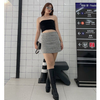 Set váy áo nhung, chân váy sọc