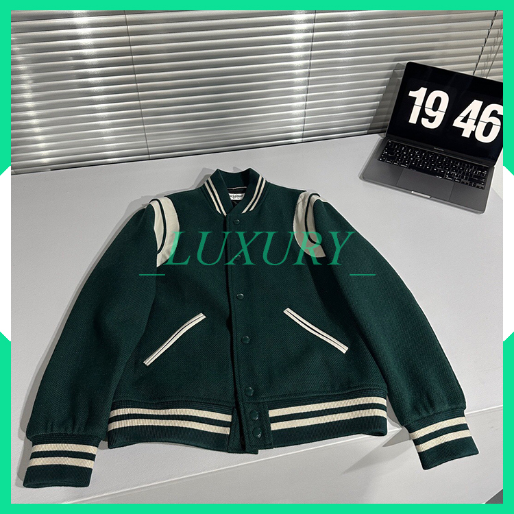 Áo Khoác Bomber Jacket SLP Saint Laurent Teddy Green Thời Trang Unisex Cao Cấp