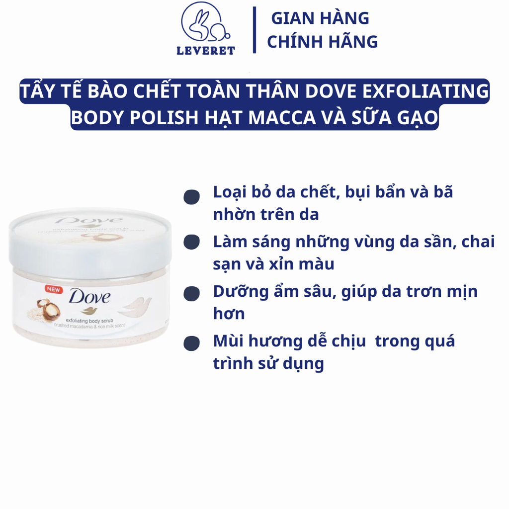Tẩy da chết body Dove Exfoliating Body Polish mềm mịn sáng da 298gr