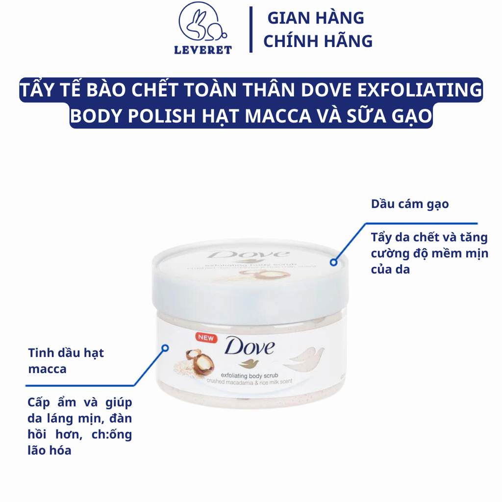 Tẩy da chết body Dove Exfoliating Body Polish mềm mịn sáng da 298gr