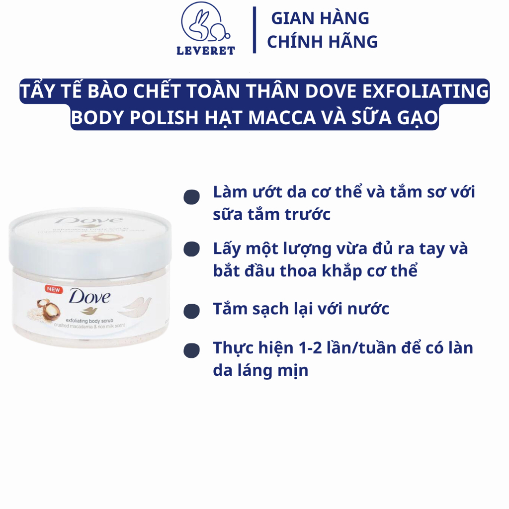 Tẩy da chết body Dove Exfoliating Body Polish mềm mịn sáng da 298gr