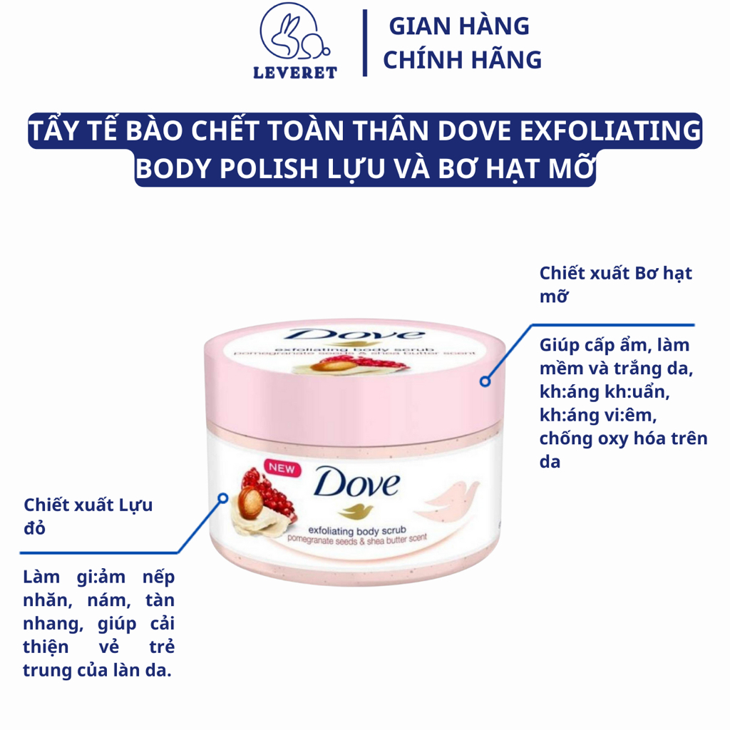 Tẩy da chết body Dove Exfoliating Body Polish mềm mịn sáng da 298gr