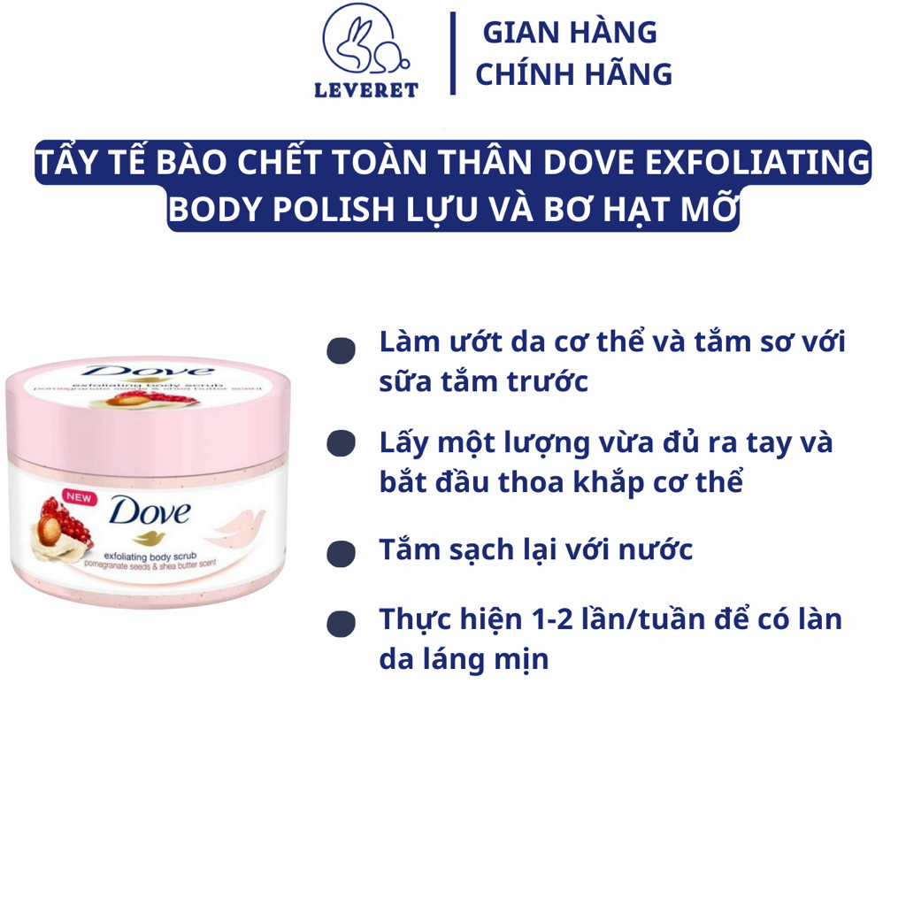 Tẩy da chết body Dove Exfoliating Body Polish mềm mịn sáng da 298gr