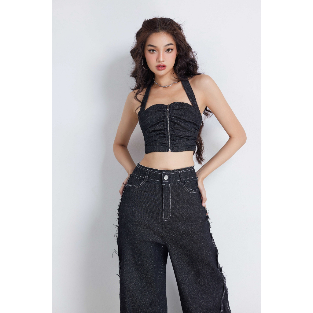 Áo Croptop Nhún Ngục Cổ Yếm Sexy - GYN TOP - GOÛT DE JUN