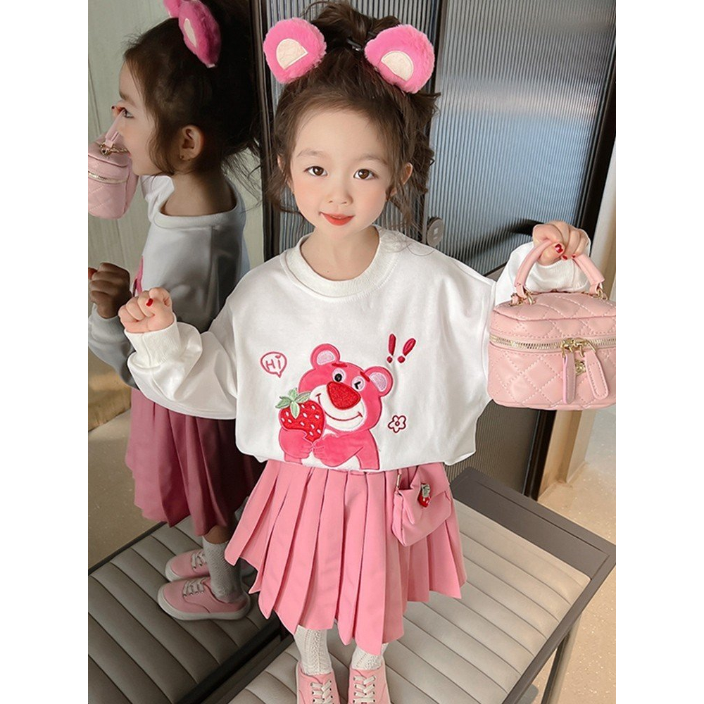 Set Váy Đầm Công Chúa Áo Nỉ Da Cá Kèm Chân Váy Dập Ly Hàn Quốc Cho Bé Gái Mặc Thu Đông Dày Dặn - CAFE_BABY083