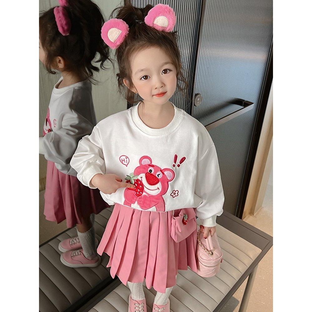 Set Váy Đầm Công Chúa Áo Nỉ Da Cá Kèm Chân Váy Dập Ly Hàn Quốc Cho Bé Gái Mặc Thu Đông Dày Dặn - CAFE_BABY083