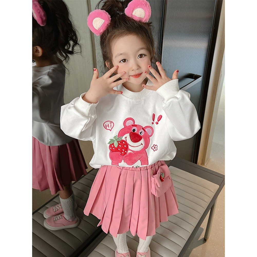 Set Váy Đầm Công Chúa Áo Nỉ Da Cá Kèm Chân Váy Dập Ly Hàn Quốc Cho Bé Gái Mặc Thu Đông Dày Dặn - CAFE_BABY083