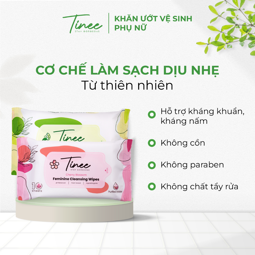 Khăn giấy ướt vệ sinh vùng kín phụ nữ Tinee 1 gói 10 tờ