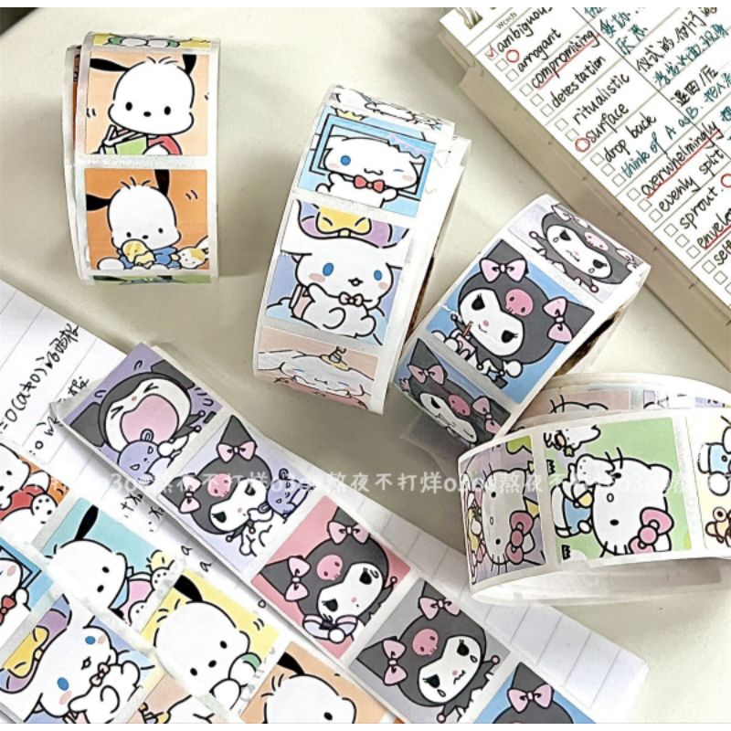 Cuộn Sticker , Sticker Niêm Phong Cuộn 500 Miếng Nhiều Hình Cute
