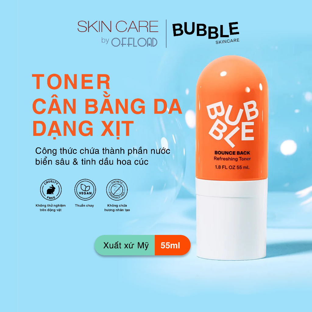 Toner cân bằng dầu cho da dạng xịt Bubble | Bounce Back 55ml làm dịu và tươi mới làn da với tinh dầu hoa cúc