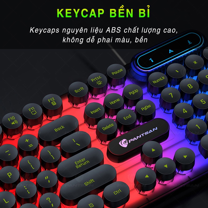 Bàn phím máy tính gaming giả cơ YINDIAO PK100 có dây nút tròn Led RGB chống nước chuyên chơi game và làm việc văn phòng