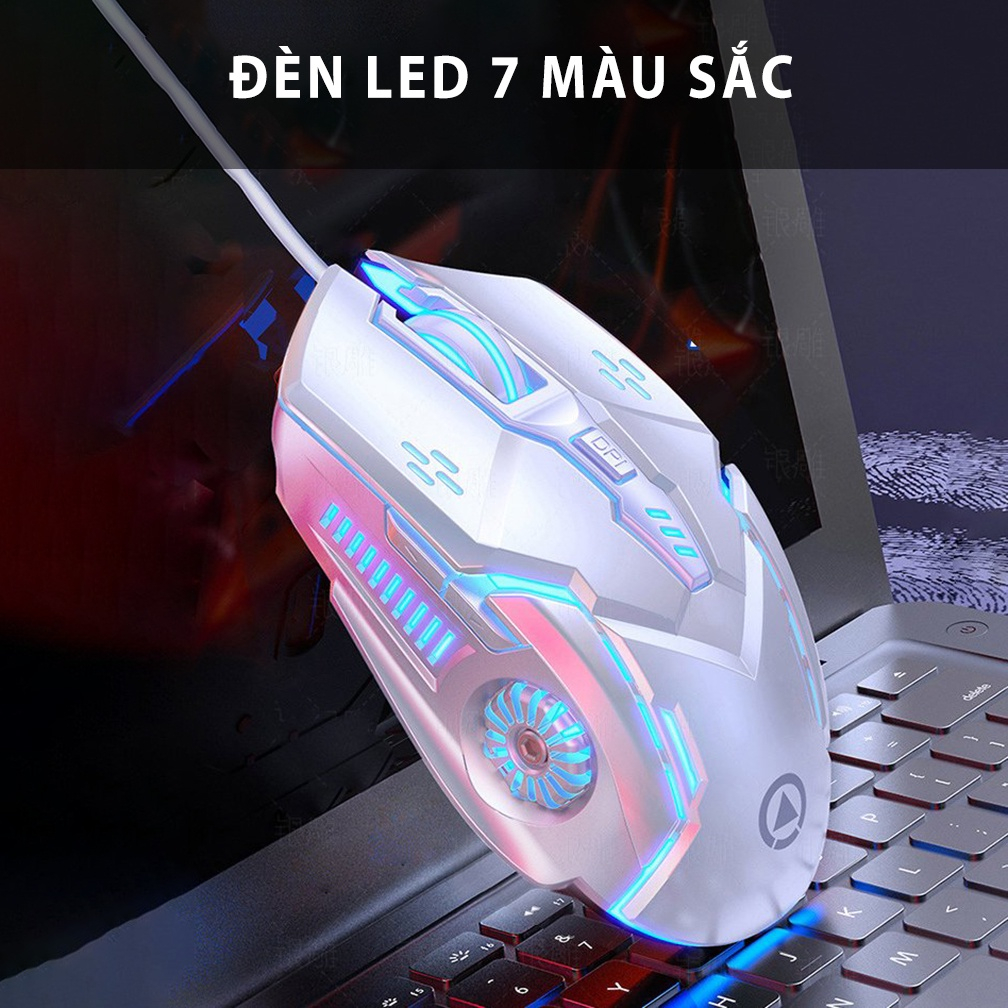 Chuột máy tính gaming YINDIAO G5 màu trắng có dây thiết kế công thái học đèn led RGB phù hợp chơi game ESPORTS giá rẻ