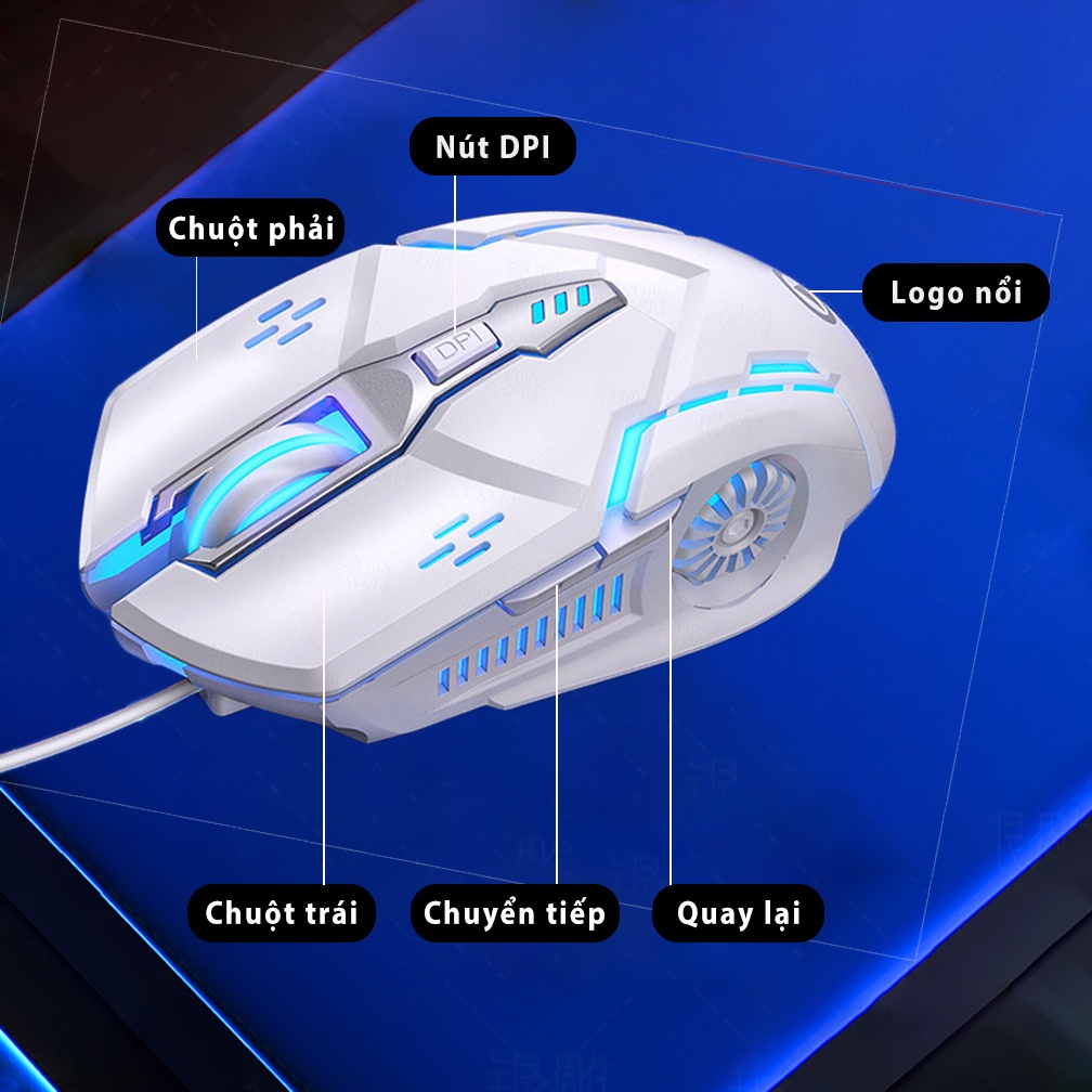 Chuột máy tính gaming YINDIAO G5 màu trắng có dây thiết kế công thái học đèn led RGB phù hợp chơi game ESPORTS giá rẻ