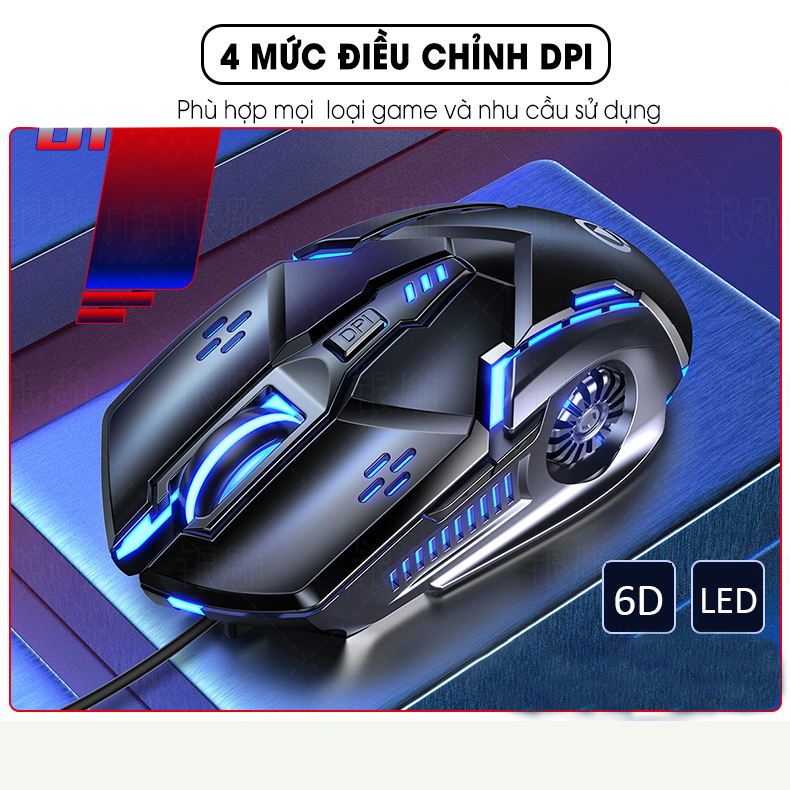 Chuột máy tính gaming YINDIAO G5 phiên bản có dây 3200DPI với 6 nút bấm và 7 chế độ LED chơi game FPS Moba - Chính hãng