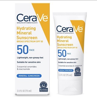 Kem chống nắng da nhạy cảm Cerave Hydrating Mineral Sunscreen spf30 75ml