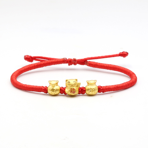 Vòng tay Charm vàng 24k  tết dây chỉ đỏ thời trang phụ kiên ANCARAT