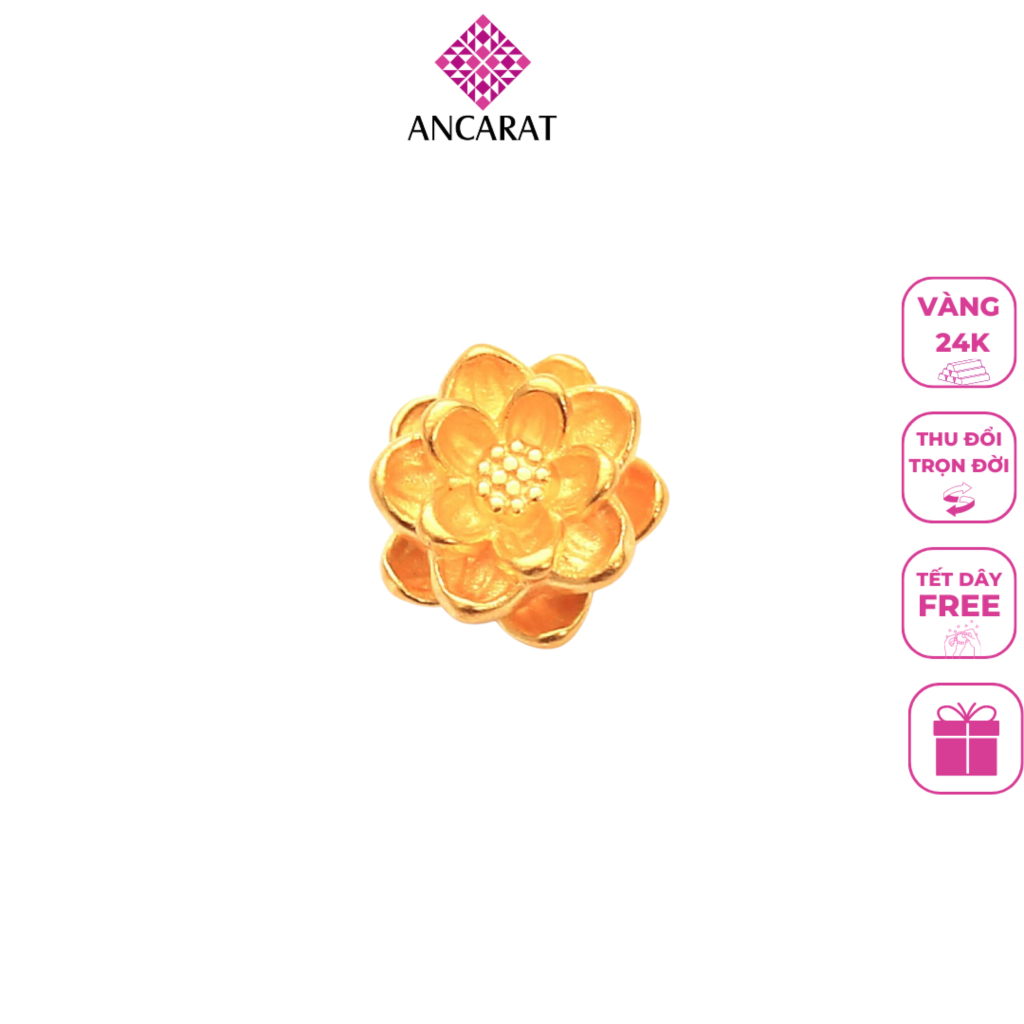 ANCARAT - Vòng tay hoa sen vàng 24k dẩy chỉ vải đỏ thời trang phụ kiện trang sức