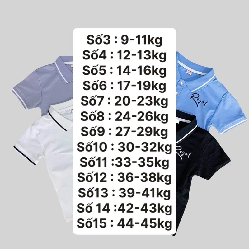 Áo thun cổ bẻ  cho bé từ 9-45kg cotton cá sấu thoáng khí mềm, mịn,mát