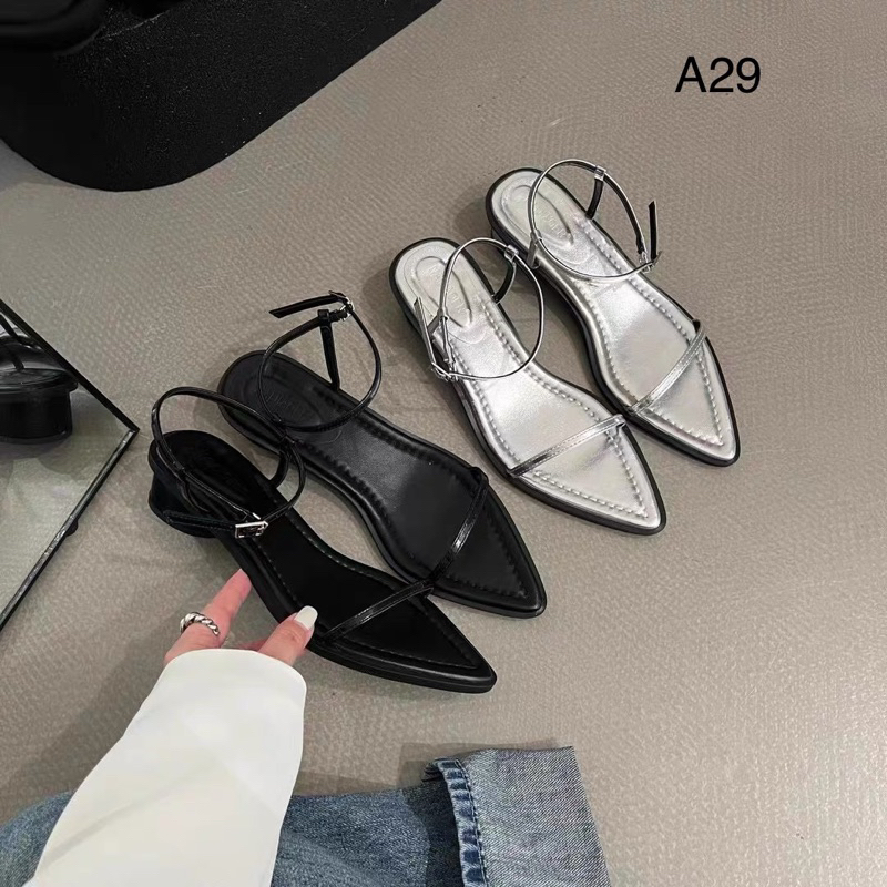 Sandal Mũi nhọn dây mảnh gót 4cm A29 - BH 12 tháng
