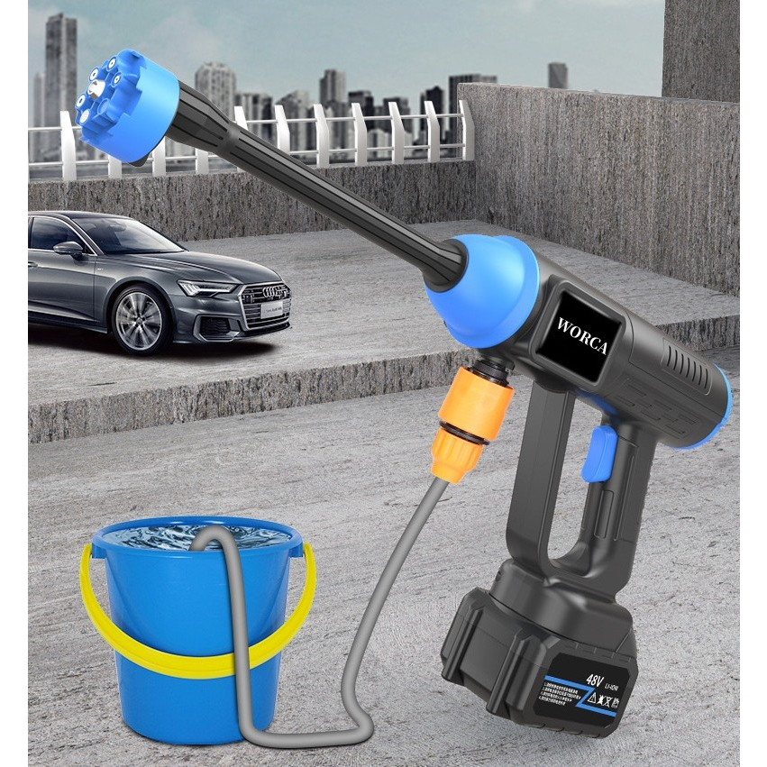 WORCA Máy Rửa Xe Cao cấp/Chạy Pin _Rửa xe,tưới cây,vệ sinh chuồng trại/Máy rửa xe không dây dùng pin Lithium/máu rửa xe