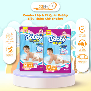 Combo 2 bịch Tã Quần Bobby Siêu Thấm Khô Thoáng M76/L68/XL62/XXL56/XXXL24