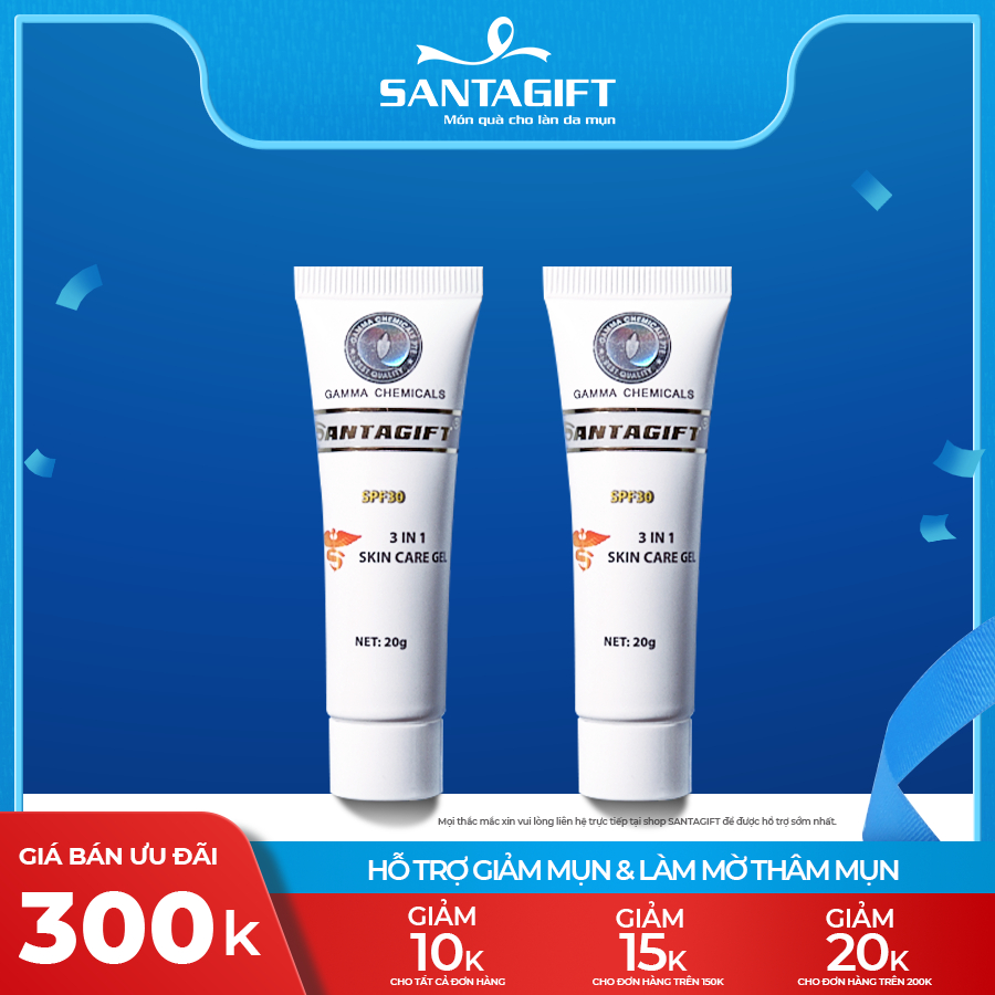 Combo 2 Gel giảm mụn và thâm Gamma SANTAGIFT thông thoáng lỗ chân lông 20g