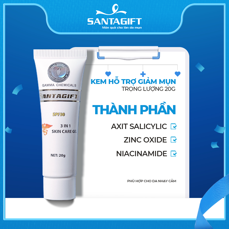 Gel giảm mụn và thâm Gamma SANTAGIFT thông thoáng lỗ chân lông 20g