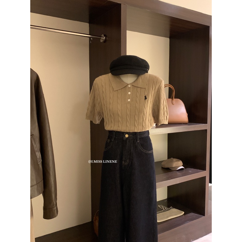 Áo polo thừng thêu logo I Miss Linene 0606 🇰🇷