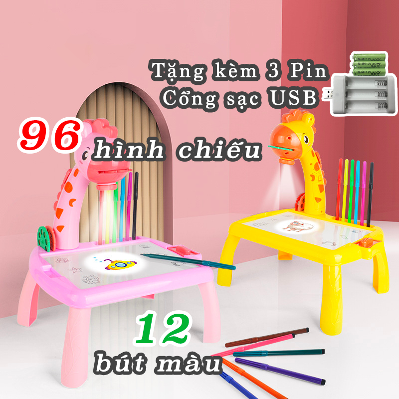 Bàn vẽ có đèn chiếu sáng thông minh cho bé, bộ bàn vẽ chiếu hình đa năng cho bé tập tô tập vẽ