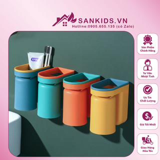Kệ đựng bàn chải kem đánh răng giá đựng bàn chải treo cốc súc miệng dán tường