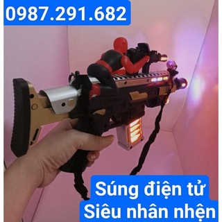 Sỉ đồ chơi trung thu, súng điện tử siêu nhân nhện chạy pin có đèn,có nhạc, súng đồ chơi người nhện