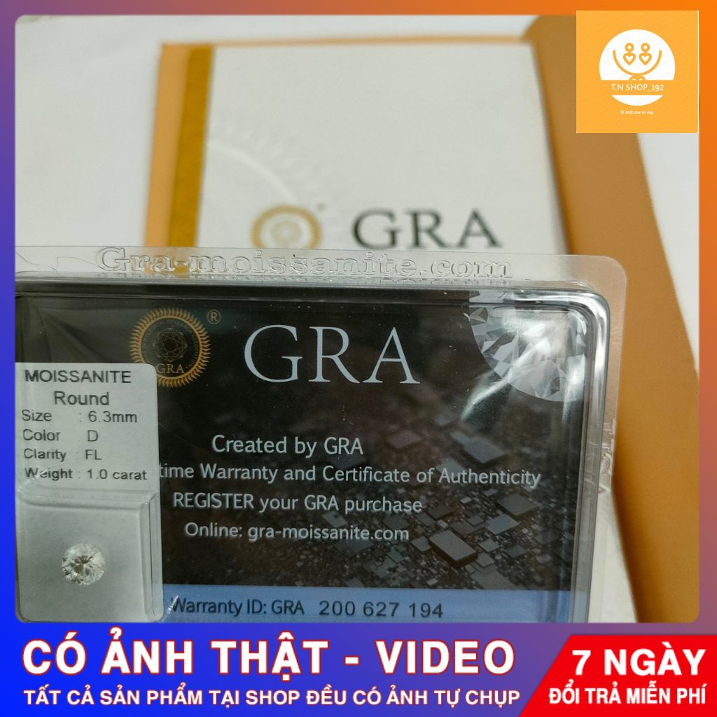 Kim Cương Nhân Tạo Moissanite Size 4.5mm - 5.4mm - 6.3mm Chuẩn Nước D, Độ Tinh Khiết FL, Full Kiểm Định GRA