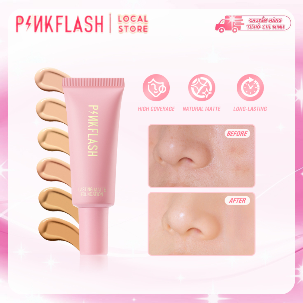 PINKFLASH Kem Nền Trang Điểm Lâu Trôi Nhẹ Nhàng Tiện Dụng 40g