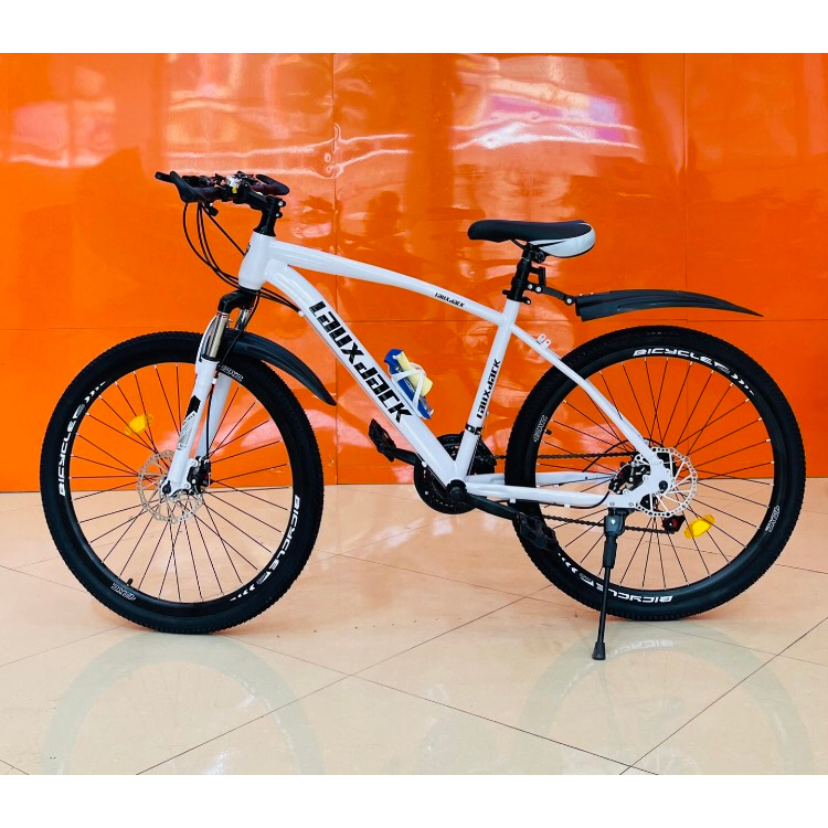 Xe đạp thể thao ngoài trời Laux Jack có giảm sốc, kèm chắn bùn, còi, đèn phản quang, bánh 26inch, 21 tốc độ