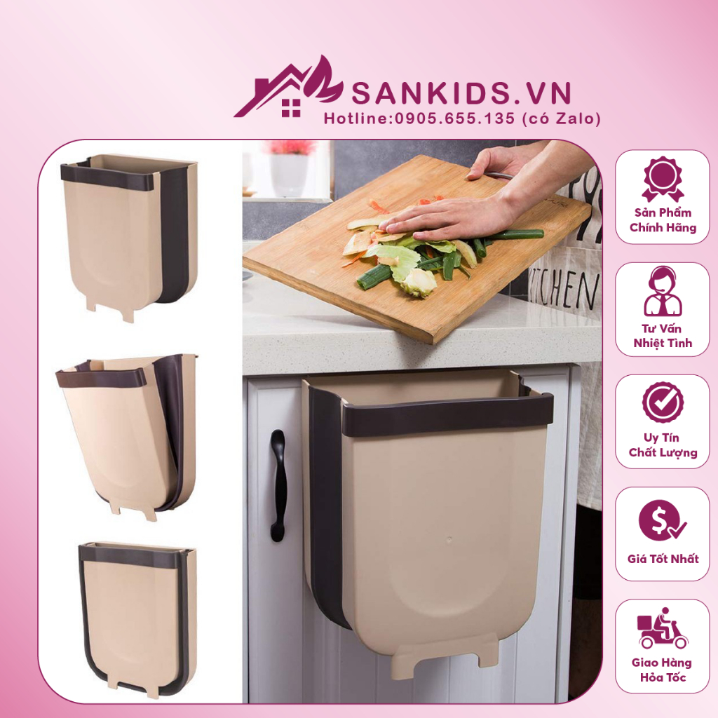Thùng Rác Gấp Gọn Thông Minh, Treo Cửa Bếp Cửa Tủ Tiện Lợi