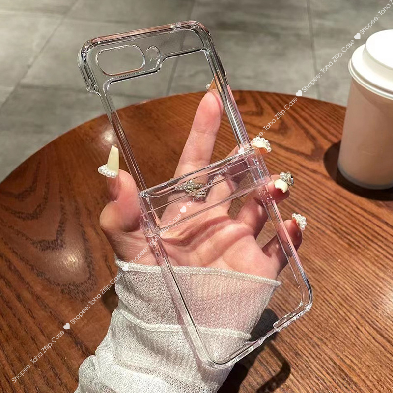 Ốp lưng Samsung Z Flip 5 trong suốt chống sốc, CÓ CHỐT GIỮ CHỐNG TỤT, ốp mềm viền silicone dẻo  Z Flip5 ZFlip5