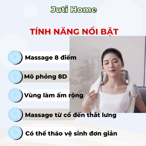 Máy Massage Cổ Vai Gáy, cơ, vai, chân nhào nén nóng Juti Home- HÀNG CHÍNH HÃNG  BH 1 NĂM, cải thiện sức khỏe